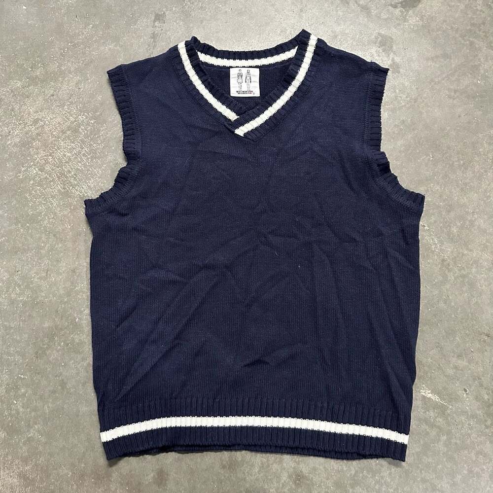 Vintage 80s Korean Sweater Vest V Neck Striped Preppy Ivy League Made Korea